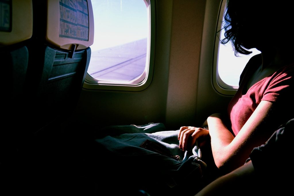 Sitzen im Flugzeug