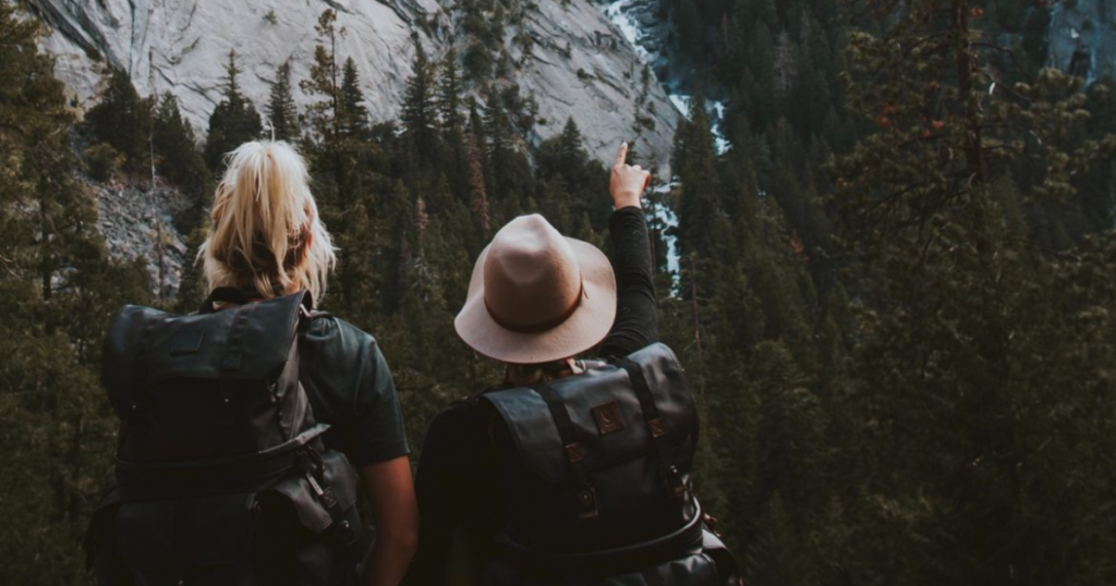 two friends hiking