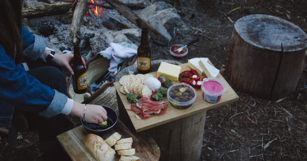 food and a campfire