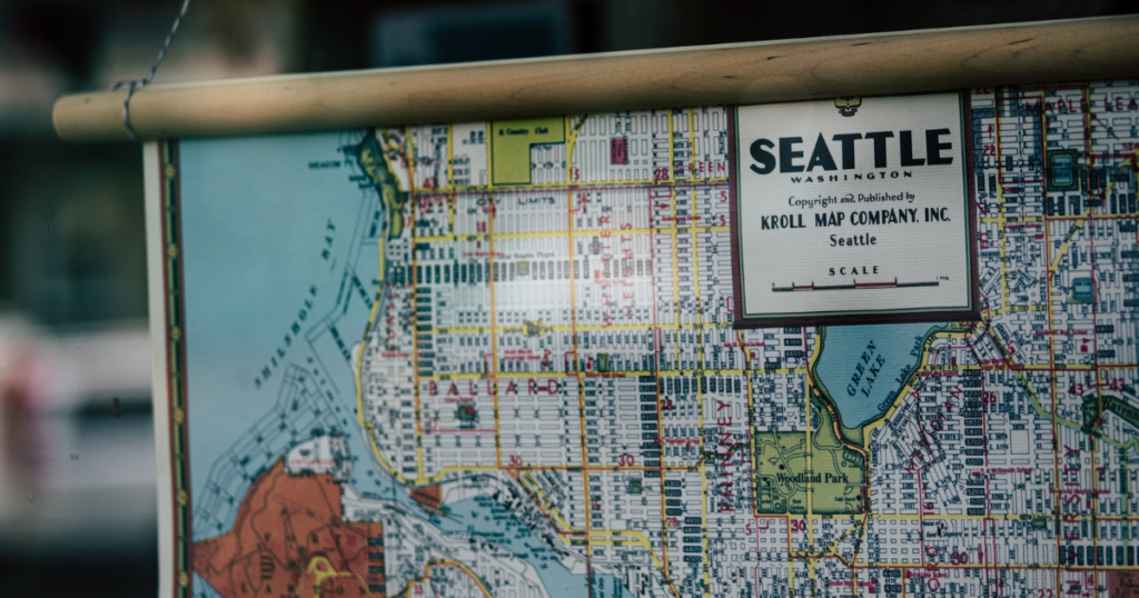 city map of seattle as a christmas gift for travelers