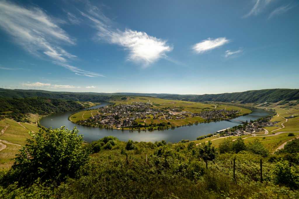 Steep terraced vineyards overlooking the Mosel River give life to Germany's iconic Riesling white wine, which are as seductive in flavor as the valley is in beauty.