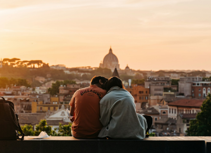 Most romantic Destinations in Europe. Coupe in Rome