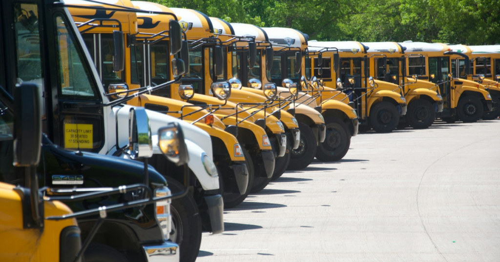 school busses ready for a school trip