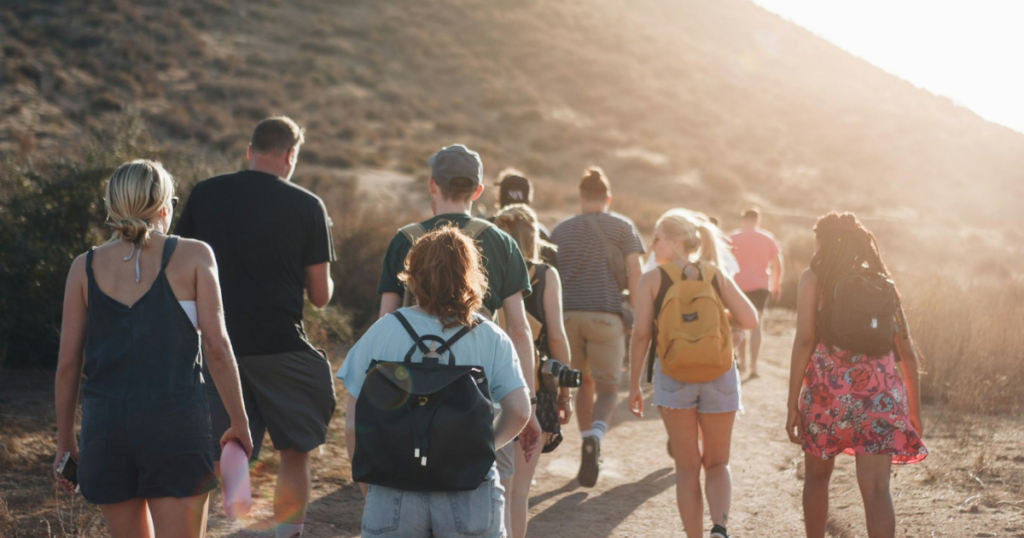 hiking on a school trip