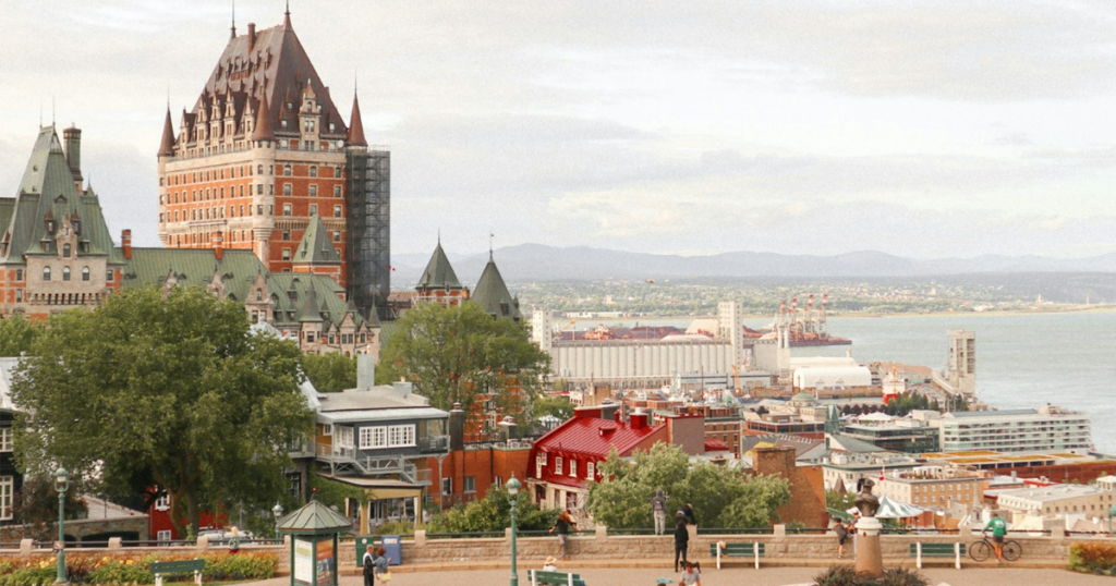 Viewpoint over city and water in Quebec City, Canada