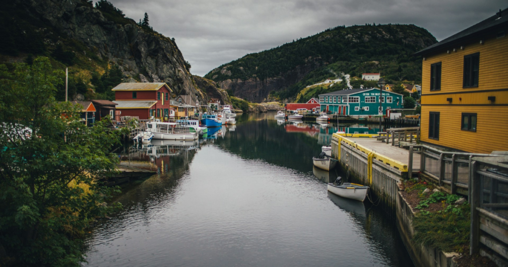 River and colorful houses in Newfoundland