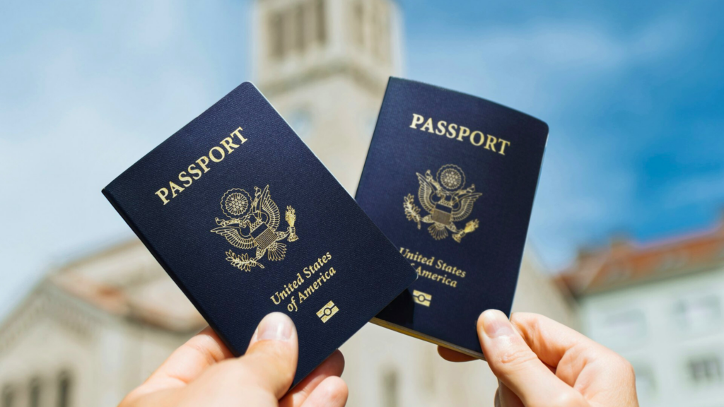 passports of two travel buddies